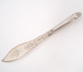 English Sterling Silver Engraved Fish Knife