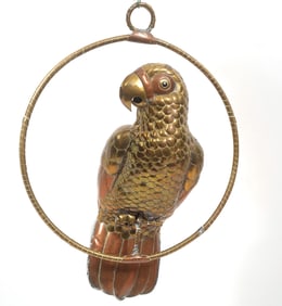 Attrib Sergo Bustamante Brass Perched Parrot