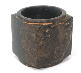 Carved Mottled Green Jade Cong