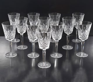 Set of 12 Waterford Crystal 'Lismore' Goblets