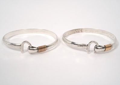 Two Sonya St Croix Sterling & 14K Hook Bracelets