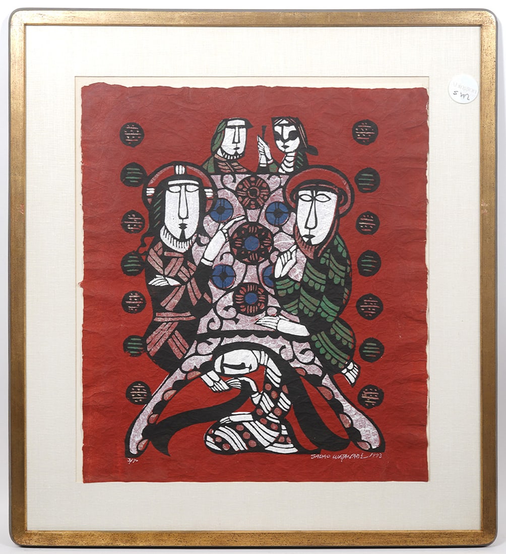 Sadao Watanabe Biblical Scene Woodblock Print (1 of 5)