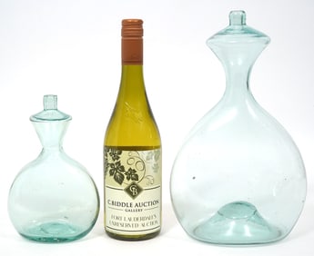 Two Antique French Glass 'Calf Feeders'
