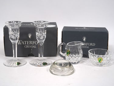 Waterford Crystal Sugar Cream Set & Candlesticks