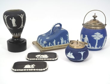 Wedgwood Black & Blue Jasperware 6Pc Group