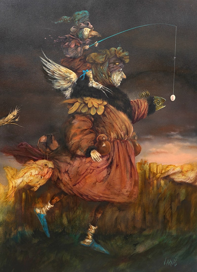 V. Arnas "La Burla" Acrylic on Paper Surrealism (1 of 7)