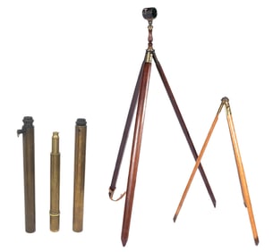 Three English Brass Telescopes & Tripod