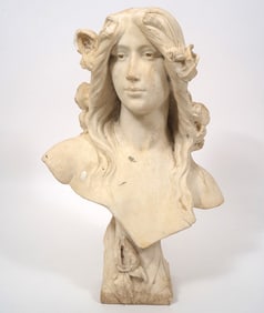 French Art Nouveau Female Marble Bust