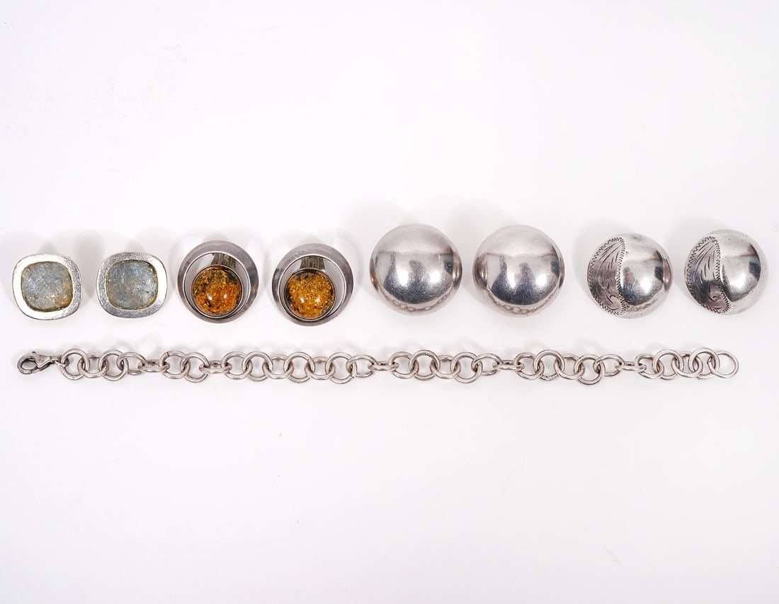 4 Pr. Sterling Earrings & Bracelet (1 of 3)