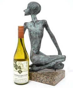 Figurative Patinated Bronze on Marble Base