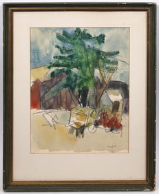 Arthur Yanoff Abstract Watercolor on Paper Signed