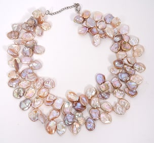Grey Pearl Double Strand Necklace