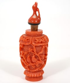 Chinese Carved Coral Snuff Bottle
