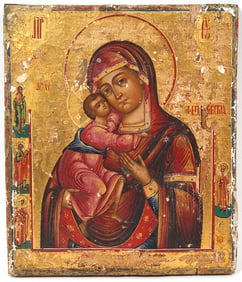 18/19th c. Russian Orthodox Virgin of Vladimir Icon