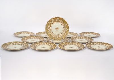 12 Ovington Austria Gold Encrusted Dessert Plates