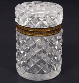 French Cut-Crystal Cylindrical Casket Box