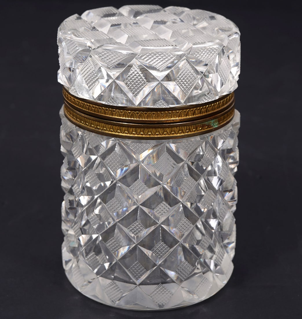 French Cut-Crystal Cylindrical Casket Box (1 of 5)