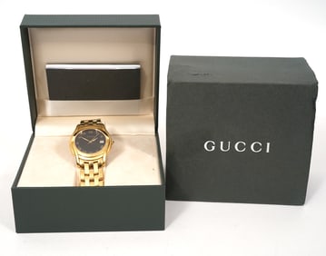 Gucci Gold-Tone Black Dial Quartz Watch