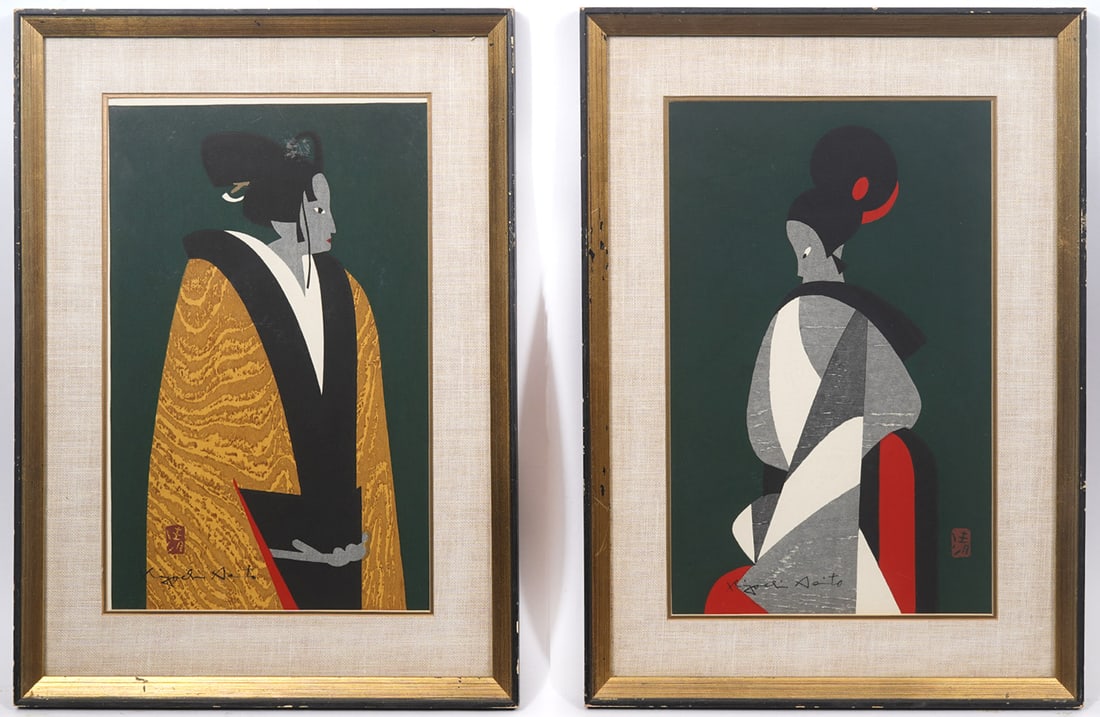 Two Kiyoshi Saito Geisha Signed Woodblocks (1 of 7)