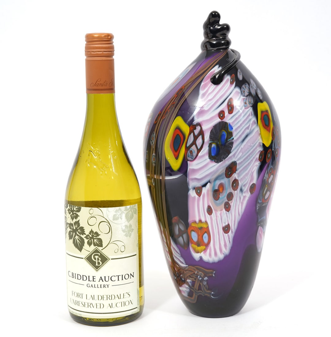 Wes Hunting American Art Glass Sculpture: Wes Hunting (American, b.1956) hand-blown glass sculpture from the 'Colorfield' series. Measures 12.5"H x 6"W and is signed by artist near bottom. Condition report: Good condition, please examine all 