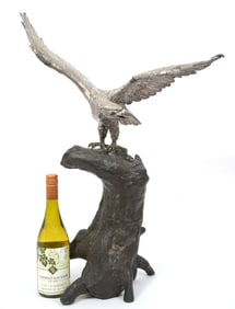 Large Metal Perched Eagle Figure