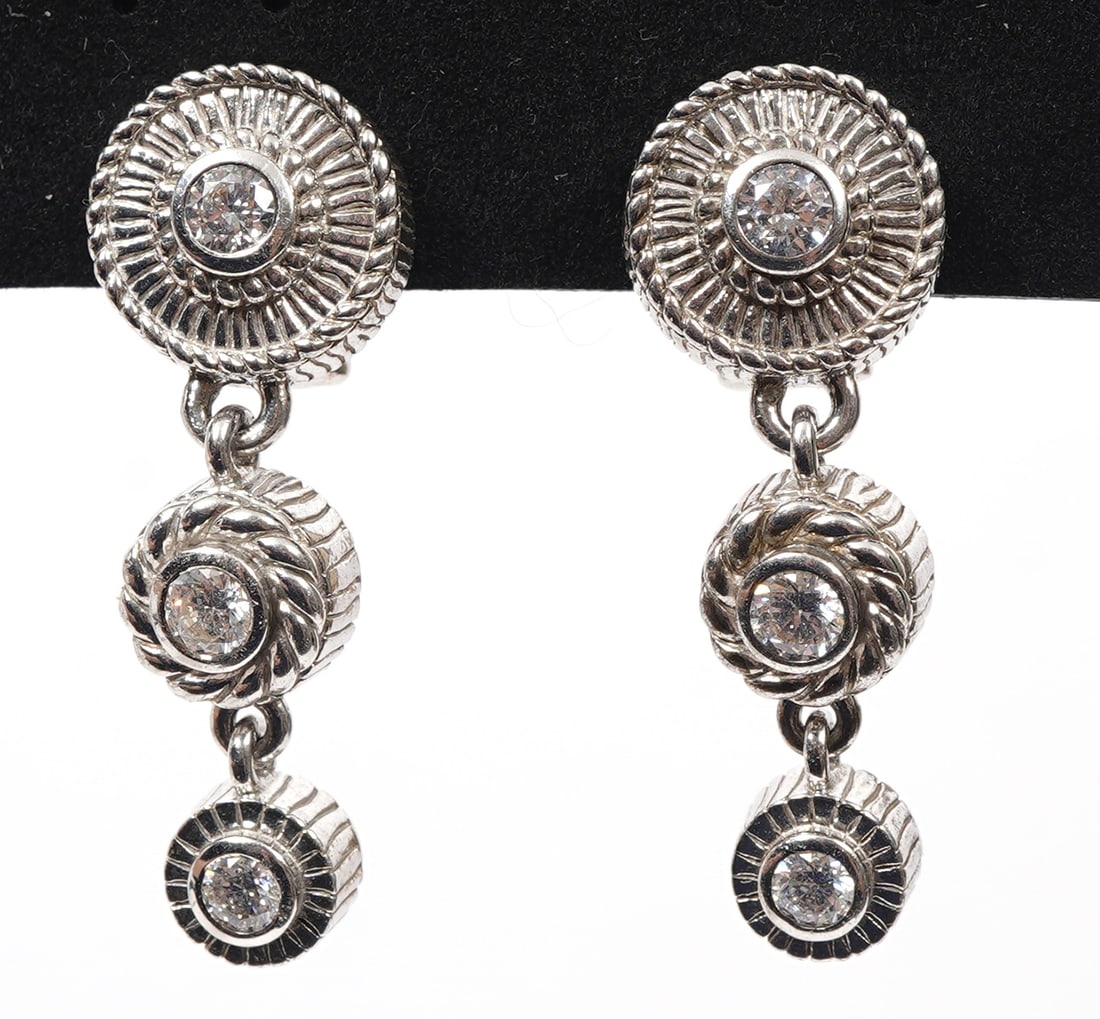 Judith Ripka Sterling Silver Rhinestone Earrings (1 of 4)