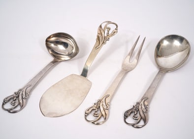 Four Scandinavian 830 Silver Serving Pieces