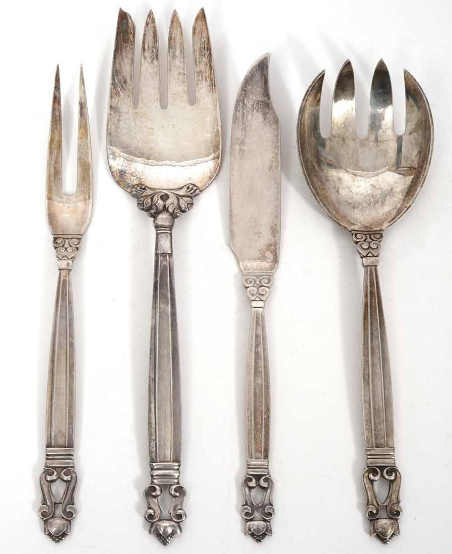 4 Georg Jensen Sterling Silver Acorn Serving Pcs (1 of 5)