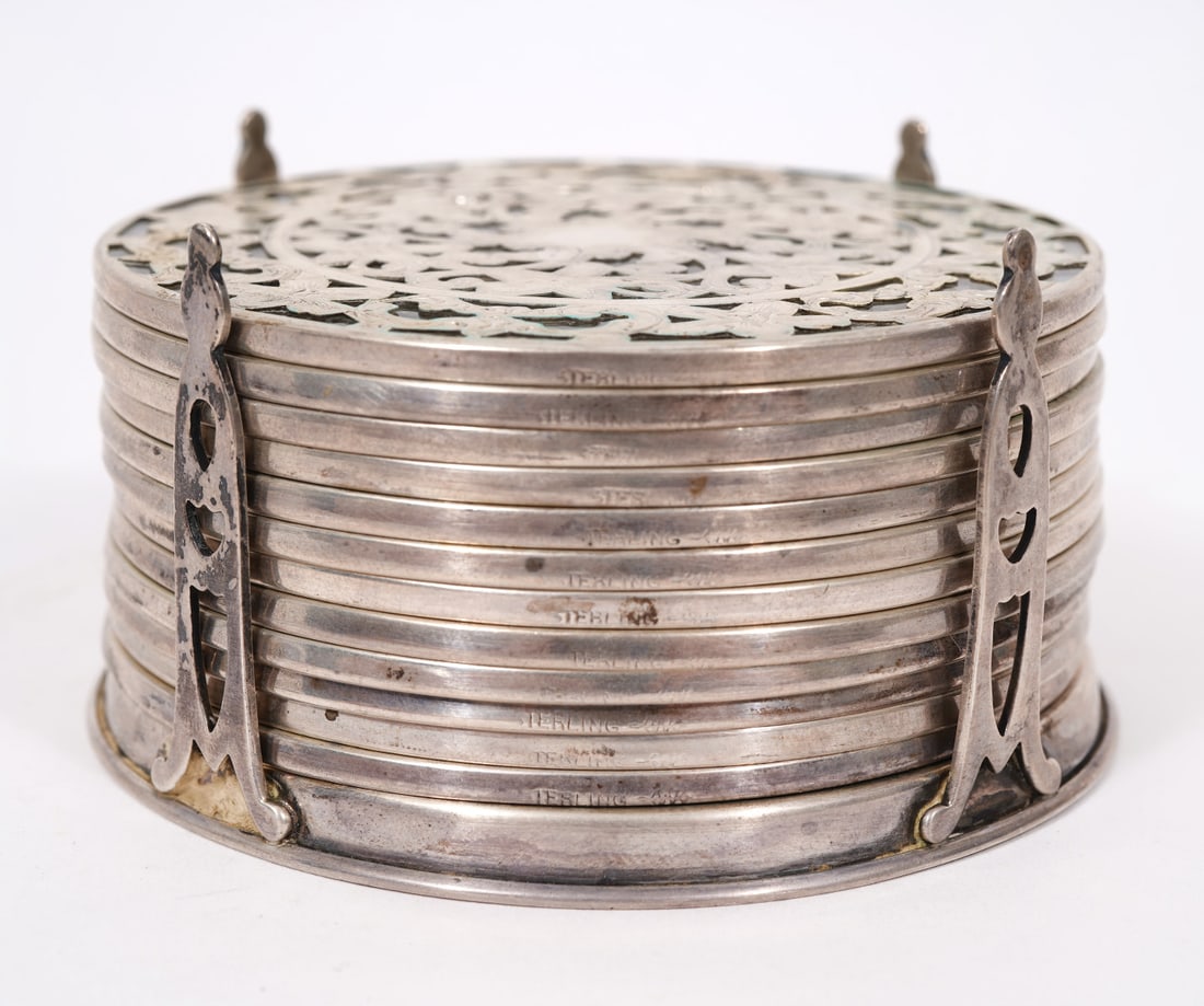 Webster American Sterling over Glass Coaster Set (1 of 6)