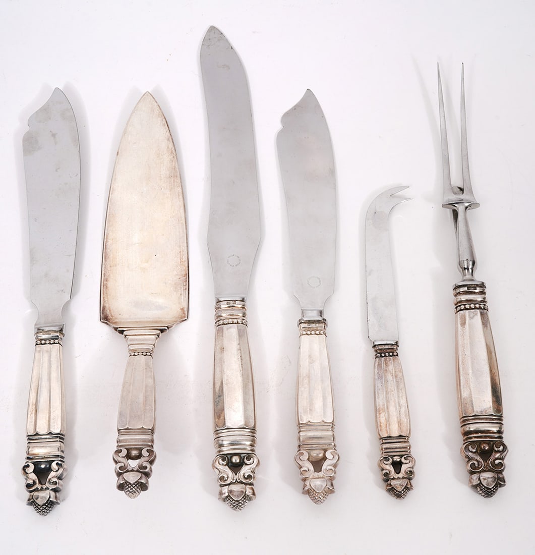 6 Georg Jensen Sterling 'Acorn' Serving Pcs (1 of 4)