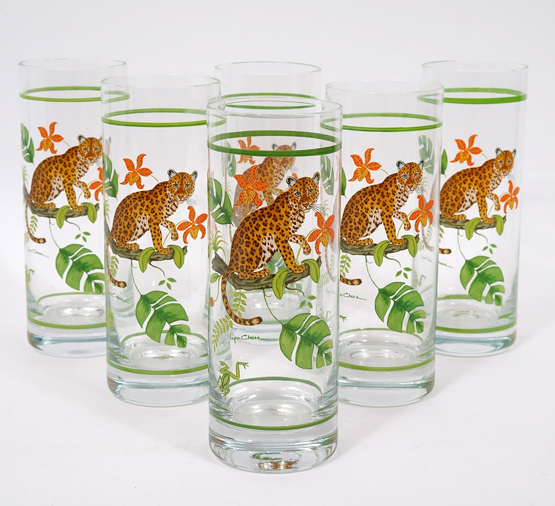 6 Lynn Chase "Jungle Jaguar" Tall Glasses (1 of 3)