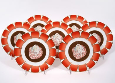 7 Lynn Chase "Coquilles" Strawberry Cockle Plates