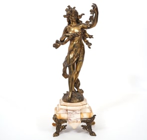 Bronze Sculpture of Female on Marble Plinth