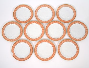 Mottahedeh "Salmon Swan" Porcelain Dessert Plates