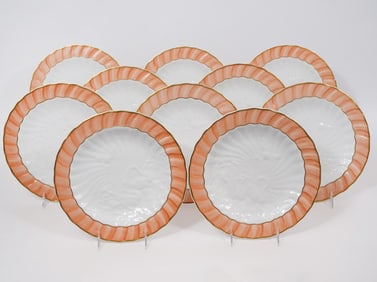 10 Mottahedeh "Salmon Swan" Dinner Plates