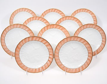 10 Mottahedeh "Salmon Swan" Porcelain Salad Plates