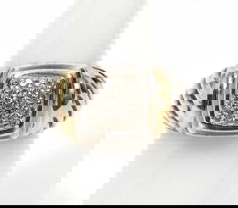David Yurman Sterling & 18K Diamond Cluster Ring