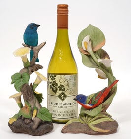Two Boehm Painted Porcelain Bunting Birds