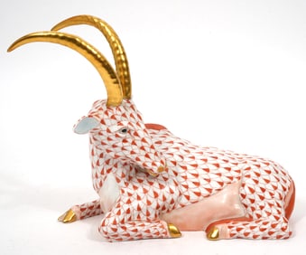 Herend Orange Fishnet Gazelle Porcelain Figure