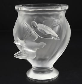 Lalique Crystal 'Rosine' Flower Vase
