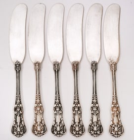 Set of 6 Tiffany & Co "English King" Butter Knives