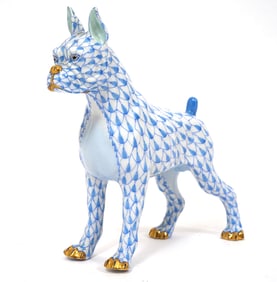 Herend Fishnet Porcelain Boxer Figure