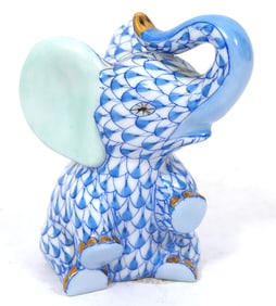 Herend Porcelain Fishnet Sitting Elephant