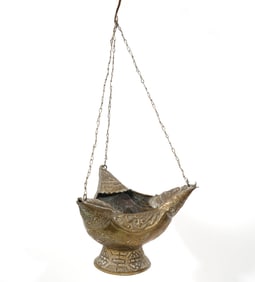 Tibetan Brass Triangular Hanging Incense Burner