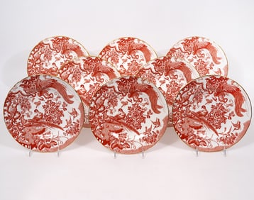 8 Royal Crown Derby 'Red Aves' Dinner Plates