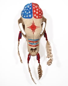 Painted Native American Ceremonial Skull