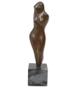 R. Hallier Bronze Figural Sculpure on Marble Base