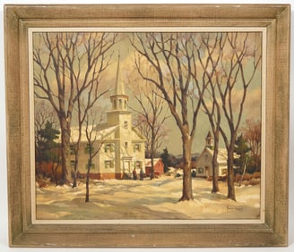 John Hare Connecticut Winter Scene O/C Painting