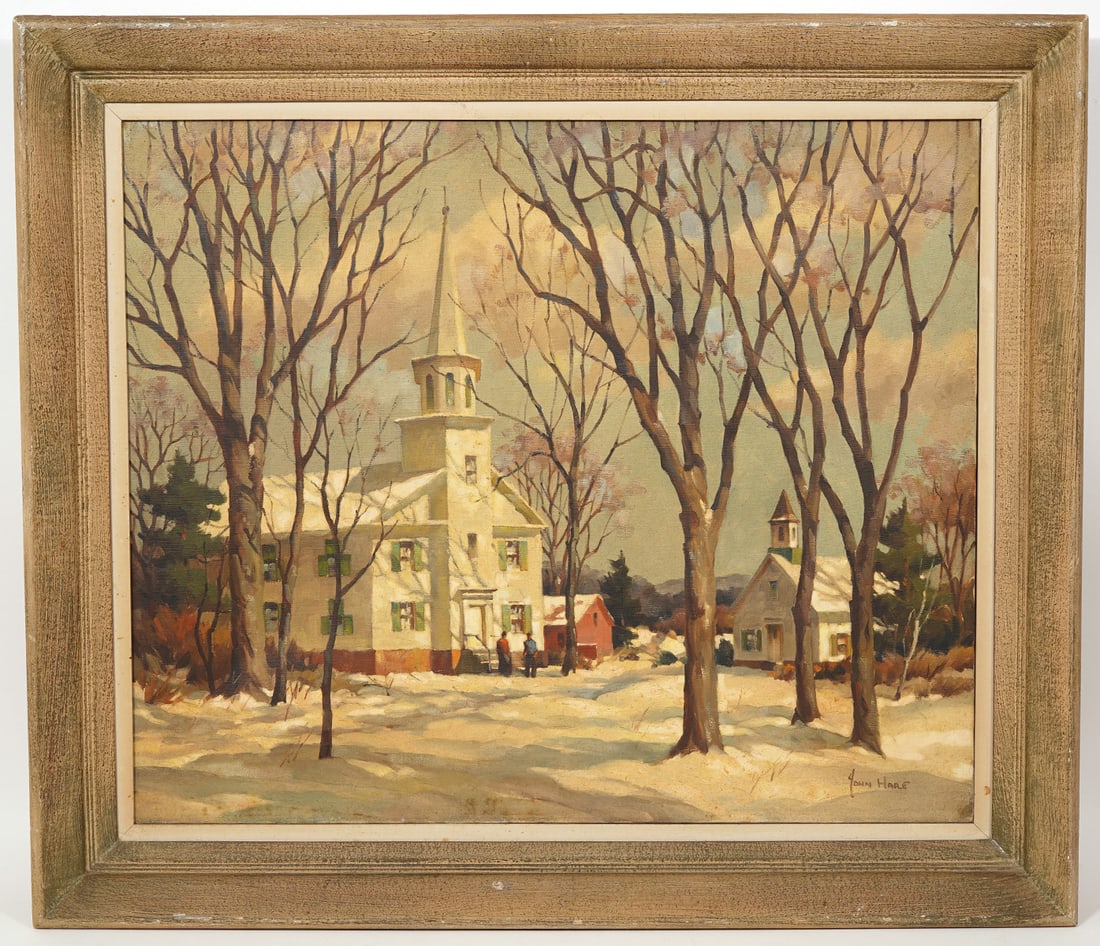 John Hare Connecticut Winter Scene O/C Painting (1 of 6)