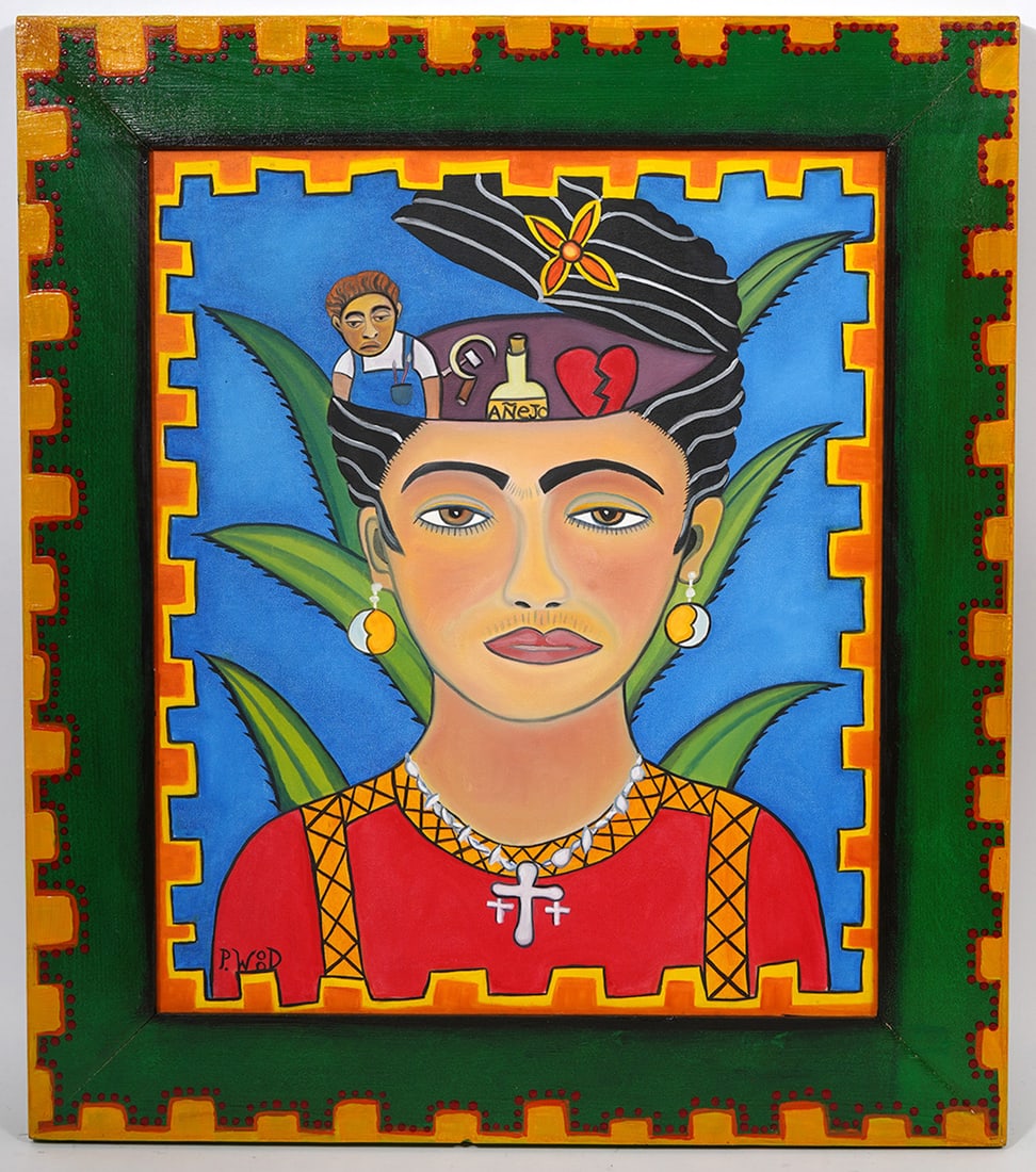 Peter Wood Frida Kahlo Acrylic on Canvas Painting (1 of 6)